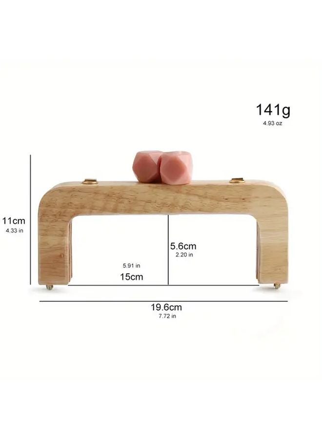 Handmade DIY Vintage Wooden Clasp Lock Purse Frame Handle Beige Crafting Supplies - Image 4